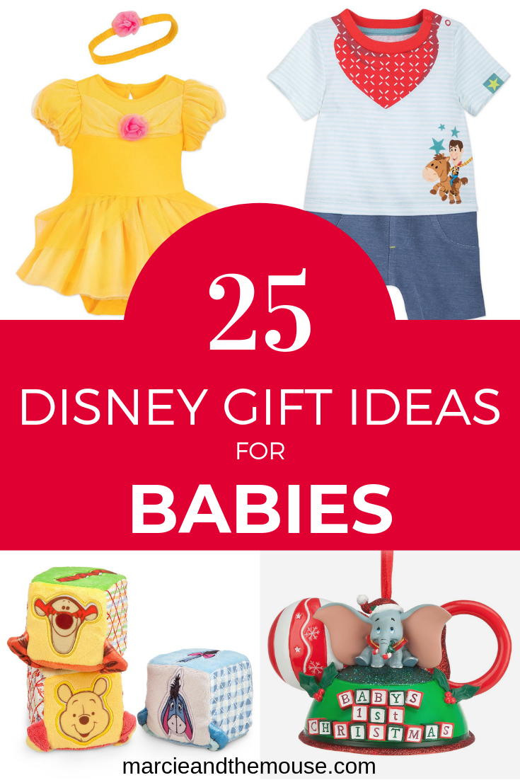 Top 25 Disney Gift Ideas for Babies featured by top US Disney blogger, Marcie and the Mouse: Find the ultimate Disney gift idea for babies with this Disney-themed gift guide.