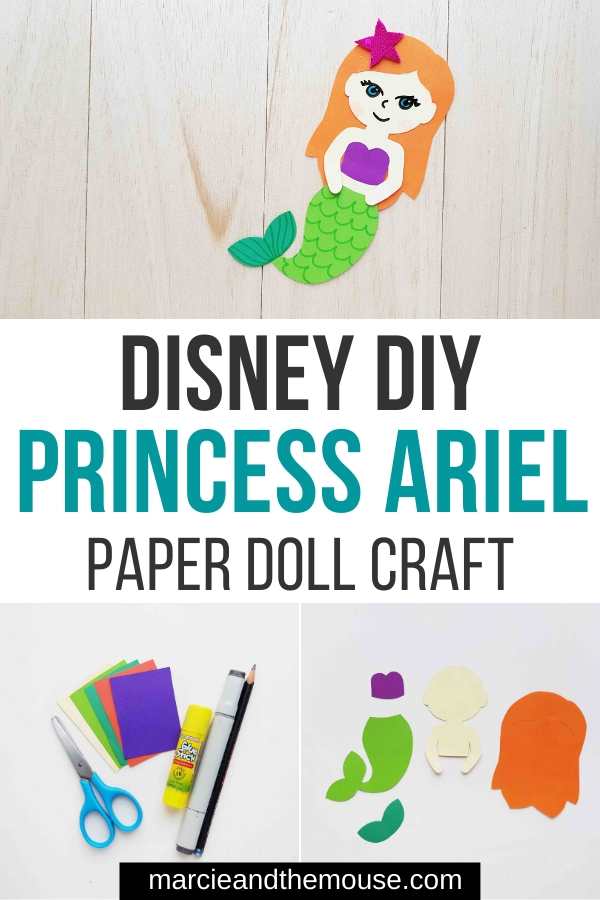 FREE Little Mermaid Craft: Princess Ariel Paper Doll featured by top US Disney blogger, Marcie and the Mouse