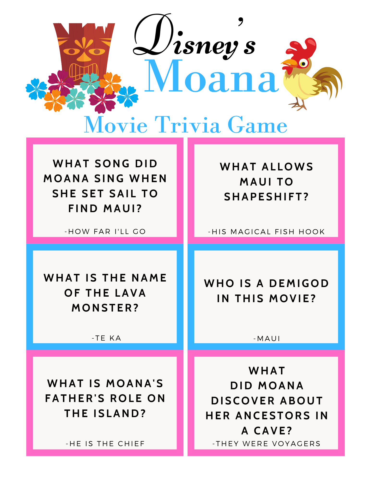 Disney Moana Trivia Game from top Disney Blog Marcie and the Mouse