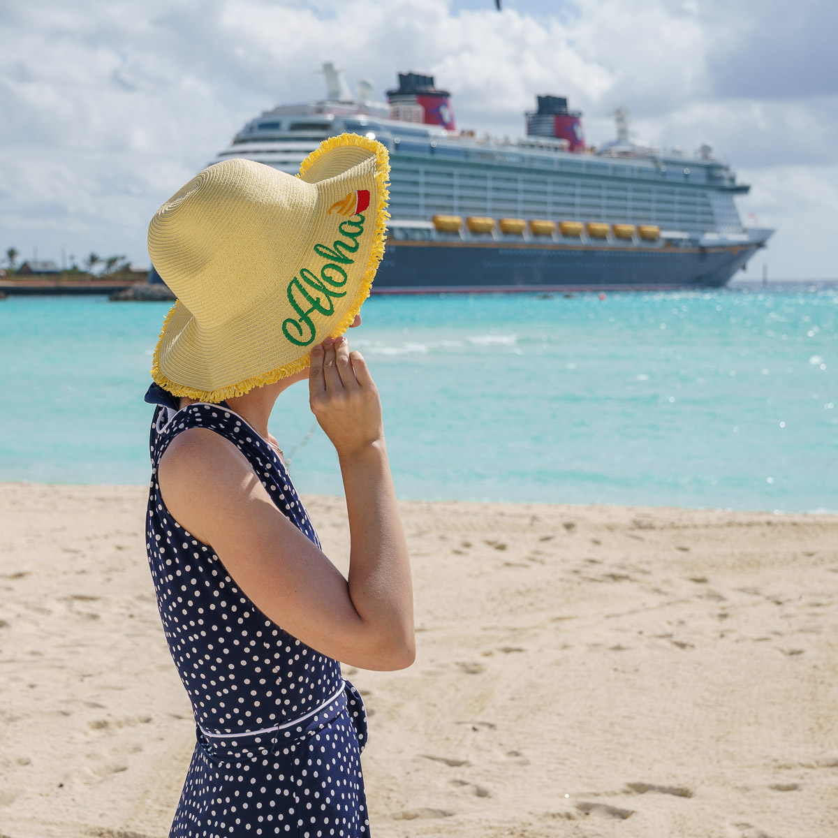 Castaway Cay Activities: a Complete Guide to Beaches and Events featured by top US Disney blogger, Marcie and the Mouse: Remember to bring a sun hat when visiting Castaway Cay on a Disney Cruise